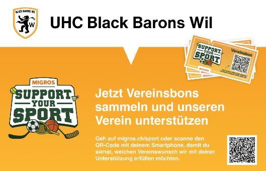 «Support Your Sport»: Spenden Sie Ihre Einkaufsmarken für den UHC Black Barons Wil